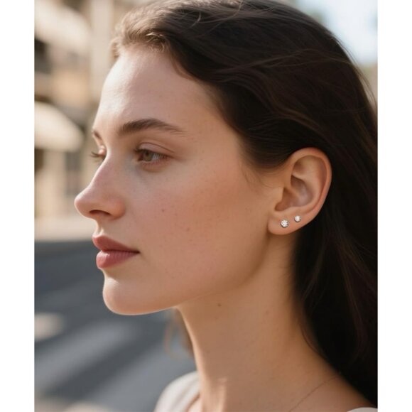 10 Pairs Small Stud Earrings for Women Diamond-Like Shine Cubic Zirconia Earring - Picture 5 of 8